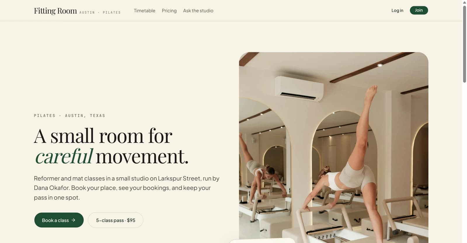 Emergent test app, the Emergent test app: a Pilates studio app, built on the free plan, on its Emergent preview address.