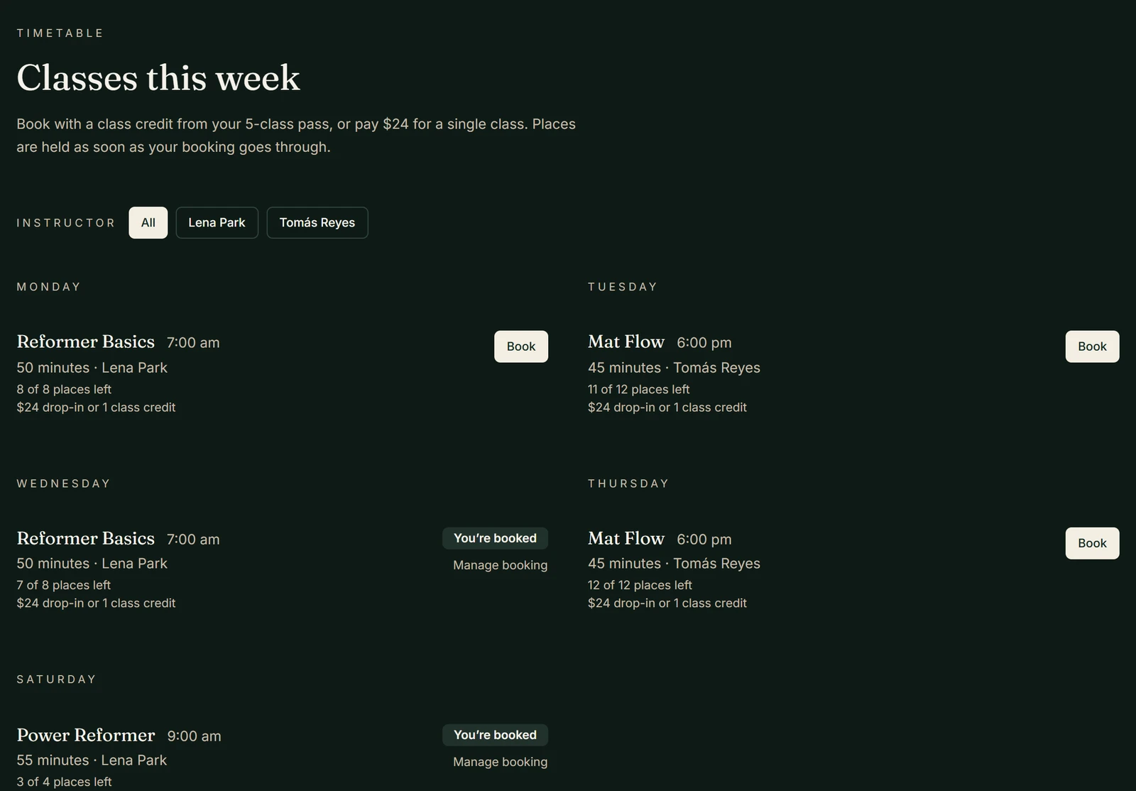 Base44: The dark mode toggle at the end of the test, with the bookings kept.