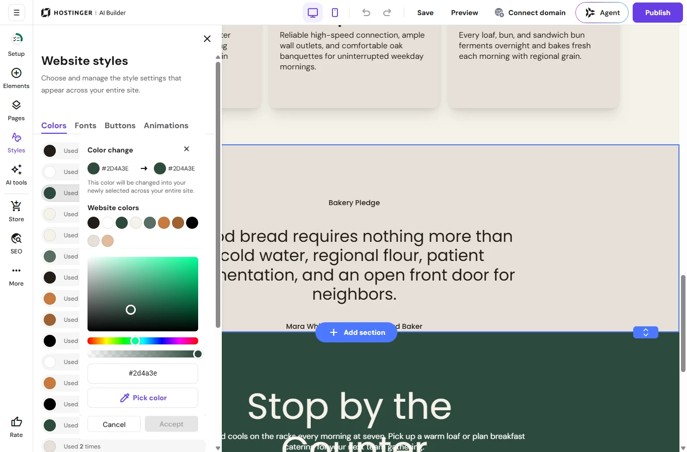 Hostinger: Changing a colour everywhere it's used.
