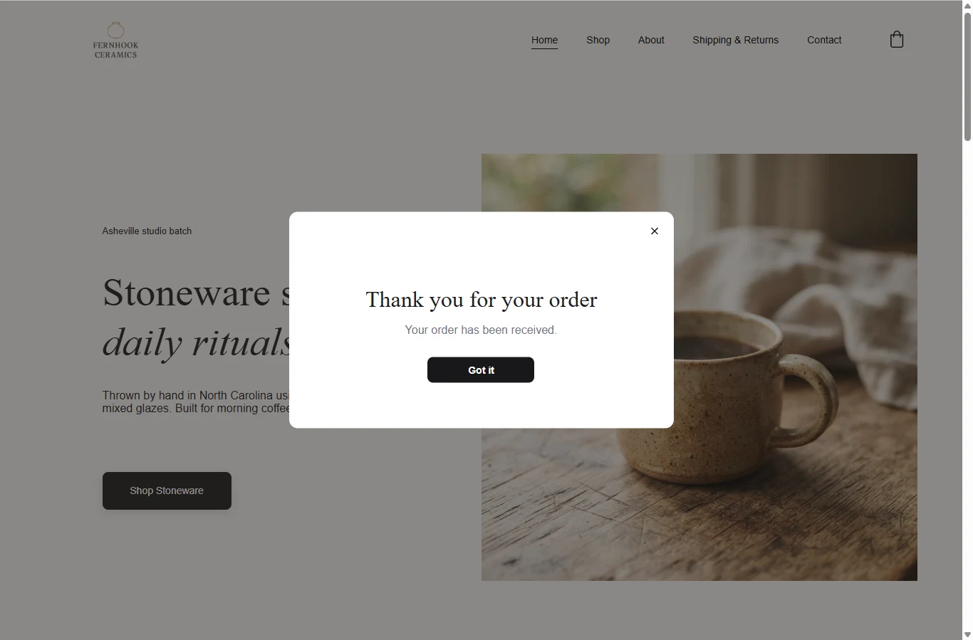 Hostinger: After paying with Hostinger's test payment.