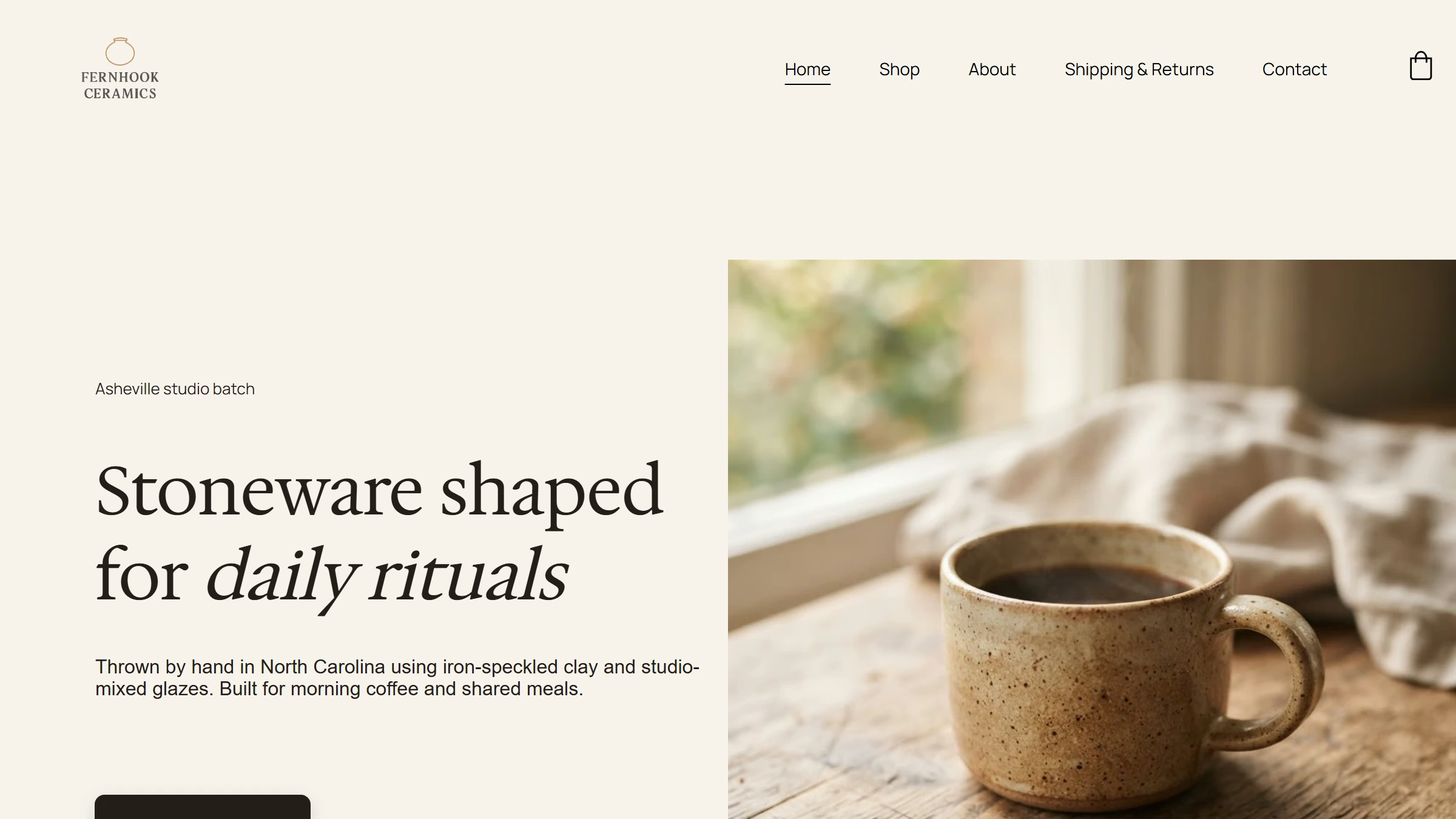 Hostinger: The ceramics shop Hostinger's AI built from my brief.