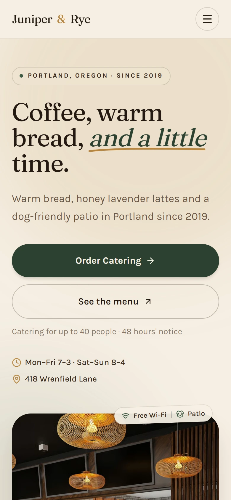 Landingsite's cafe first draft on a phone