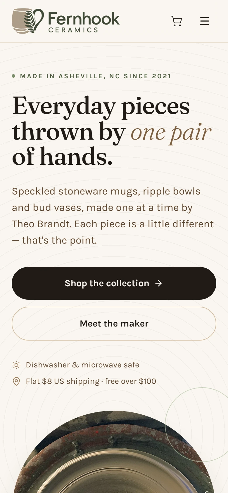Landingsite's shop first draft on a phone