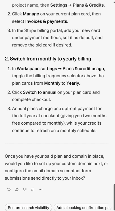 Lovable: Question 3: card and yearly billing.