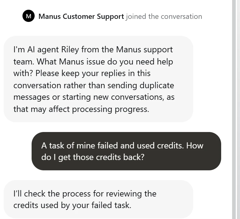 Manus help chat