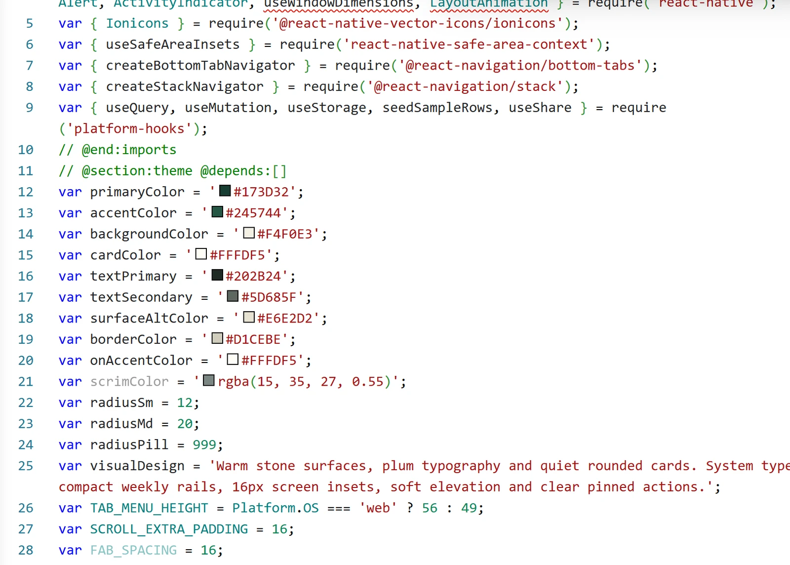 Thunkable Code tab with the app's code, colour settings and the studio details