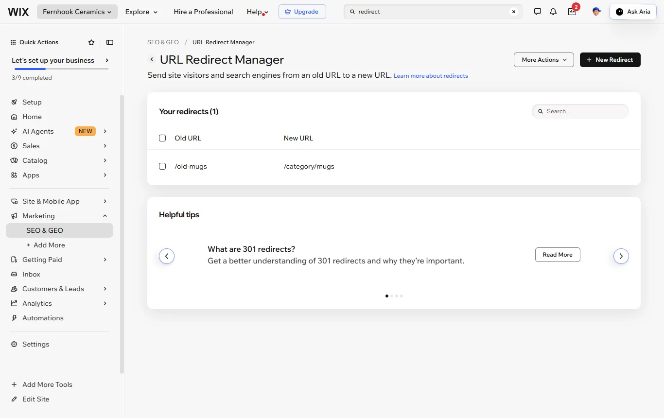 Wix: A 301 redirect made in the URL Redirect Manager. It worked on the live site within 30 seconds.