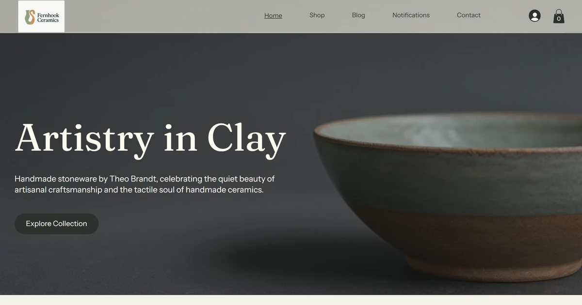 Wix: The shop's first draft, live at our test address.